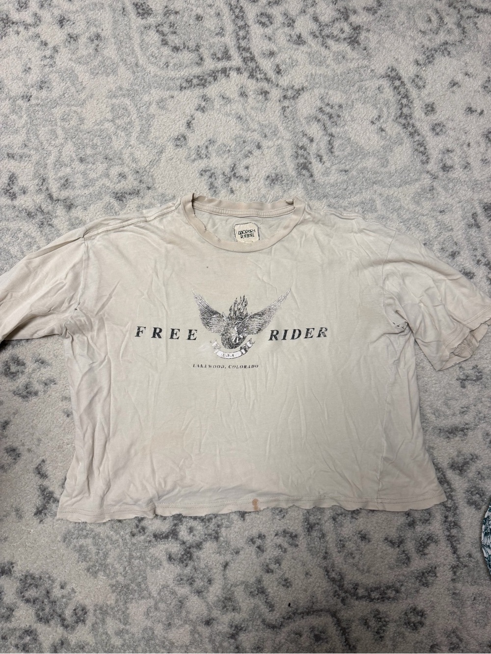 rebels Cream Graphic 'Free Rider' Crop Top